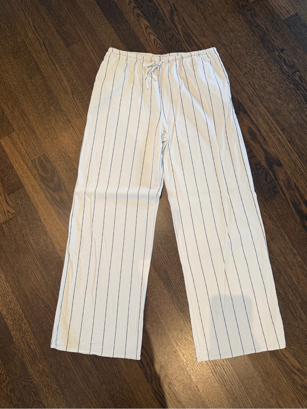 Zara White Pinstripe Drawstring Pants